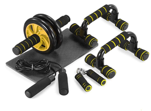 Kit de Rodillo Abdominal 5 en 1 con Barra para Flexiones, Cuerda para Saltar, Agarrador de Mano y Rodillera para Gimnasio y Entrenamiento en Casa - Product Image 3