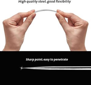 12 Uds. <span class=keywords><strong>Agujas</strong></span> DE COSER DE COLA plateada para personas mayores, <span class=keywords><strong>agujas</strong></span> ciegas de apertura lateral fácil de enhebrar con orificio lateral - Product Image 4