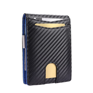 슬림 한 <span class=keywords><strong>rfid</strong></span> 차단 알루미늄 팝업 스마트 카드 홀더 지갑 남성 지갑 가죽 탄소 섬유 돈 클립 - Product Image 2