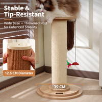 En gros, Arbre à chat vertical en bois massif avec griffoir en sisal, Poteau à griffer durable pour le tranchage des griffes, Jouet pour animaux de compagnie