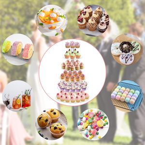 Présentoir Maypole à 6 niveaux carrés pour fête de mariage, gâteau en acrylique, tour d'arbre à cupcake - Product Image 4