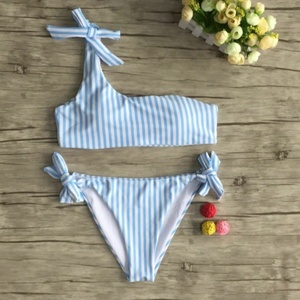 Maillot de bain deux pièces sexy pour femme, couleur unie, découpé, asymétrique à une épaule, sans manches, coupe haute, en Spandex/Polyester, séchage rapide, avec string en V - Product Image 4