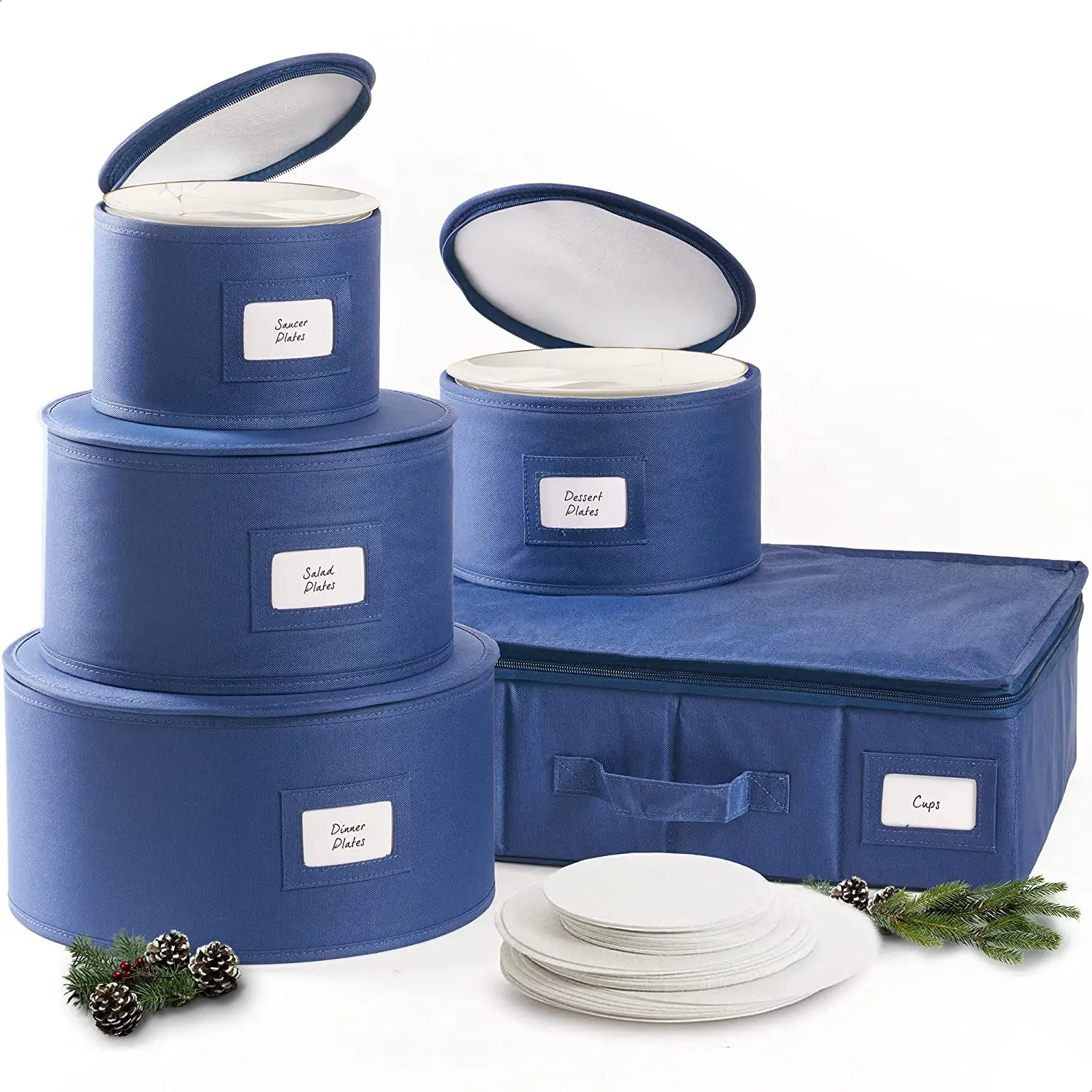 Quisite china Storage Containers Dish Storage Containers com Tampa Hard Shell para mover o transporte, Dinnerware Storage