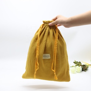 Pochette personnalisée de haute qualité avec cordon de serrage, doublure en velours, tissu gazeux en coton, sac de rangement pour cosmétiques, emballage cadeau - Product Image 5