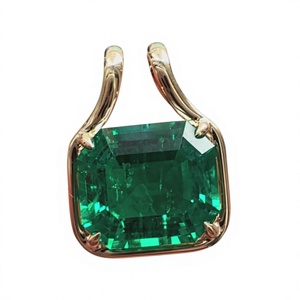 Classic <b>Emerald</b> Cut Green Gemstone <b>Pendant</b> In 18K Yellow Gold Unisex Everyday Wear Jewelry Charm - Product Image 1