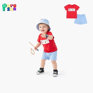 Puresun Toptan Günlük Karikatür Baskılı Erkek Çocuk Giyim Setleri %100 Pamuk Özel Aplike Çocuk Kıyafetleri - Product Image 2