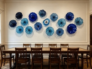 Assiette murale en verre de Murano bleu de luxe, motif floral, 100 % faite à la main, décoration artistique traditionnelle pour la maison, <span class=keywords><strong>salon</strong></span> - Product Image 2