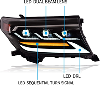 Conjunto de Faros Delanteros LED Modificados para Toyota Land Cruiser 2008-2015, Repuesto de Faros, Suministro de Fábrica, Autopartes -- Un Par