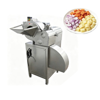 Roestvrijstalen sterke, duurzame groente- en fruitsnijmachine met grote capaciteit, geschikt voor het snijden van uien, aardappelen en wortelen.