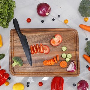 Tabla de cortar de madera de acacia para cocina, tabla de servir de madera con ranura profunda para jugos, para carne (bloque de carnicero) - Product Image 2
