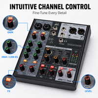 Mini-mixeur audio 4 canaux M6, interface audio USB, DSP 24 bits, Bluetooth, alimentation fantôme 48V pour studio à domicile, enregistrement et diffusion en direct
