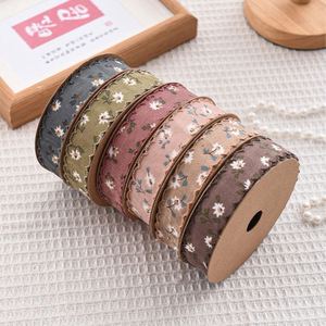 Ruban en polyester 100% imprimé floral double face vintage de 2,5 cm, best-seller, pour la couture de vêtements et l'embellissement des tenues, 8 yards/rouleau - Product Image 1