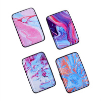 Dompet Kartu Kredit Aluminium Anti RFID Tipis dengan Kancing Penutup Bermotif Bunga & Kupu-kupu Tahan Lama untuk Wanita/Perempuan