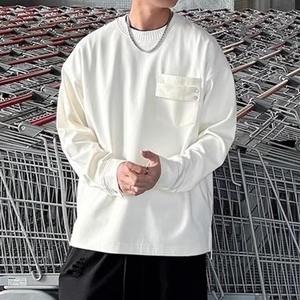 Camiseta de Lana de Manga Larga para Parejas, Estilo Retro Americano, Minimalista, Urbano, con Bloques de Color, Gruesa, Moderna, para Primavera - Product Image 3