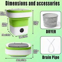 Mini Lave-linge Portable Pliable à Chargement Frontal 16L Boîtier ABS 3 Modes de Nettoyage Tambour Nettoyant pour Vêtements de Bébé/Lingerie Intime VR UK