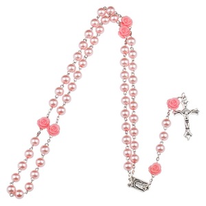 Colorato 6mm perle lunghe rosari croce rosa <span class=keywords><strong>collana</strong></span> <span class=keywords><strong>rosario</strong></span> cattolico <span class=keywords><strong>collana</strong></span> vergine maria - Product Image 2