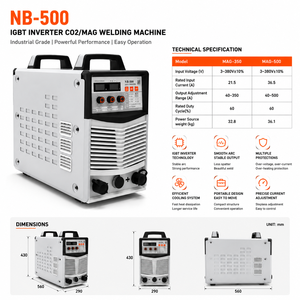 Machine à souder MIG industrielle 500A, soudeuse à inverter protégée par gaz CO2, triphasée 380V, MAG MMA double IGBT, fil de 0,8-1,4 mm - Product Image 1