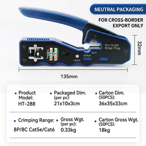 Pince à sertir RJ45 professionnelle pour câble réseau 8P en acier avec poignée ergonomique, qualité industrielle, entrée frontale - Product Image 3