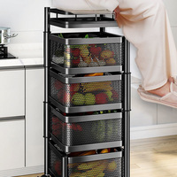 Étagère de rangement rotative pour cuisine, chariot à fruits multi-niveaux sur roulettes, panier à collations et jouets sur pied