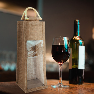 Jute Wine Bottle Bag 2 Bottles Rectangle Eco-Friendly Gift Packaging - Product Image 1