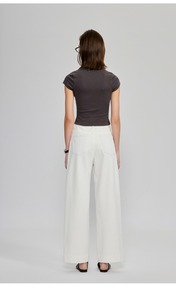 High Quality Spring Fashion <strong>White</strong> High Waist Straight Leg <strong>Cropped</strong> Women Slim Fit Casual <strong>Ladies</strong> 9 Point Jeans Denim <strong>Trousers</strong> - Product Image 6