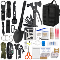 Kit d'outils de survie en plein air, équipement de sauvetage d'urgence multifonctionnel, trousse de premiers soins, lampe torche tactique, scie à fil, sifflet, noir, Chine