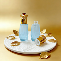 Offre Spéciale – Flacons en Verre Coniques Dorés de 45 ml avec Compte-gouttes et Flacons Pompe Airless Bleus Diamant de 45 ml pour Huiles Essentielles, Lotions et Parfums
