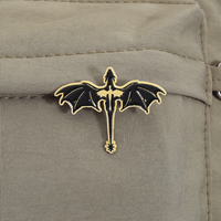 Quatrième aile émail broche fantaisie roman inspiré Dragon noir broche bijoux cadeau pour amis en vrac en gros