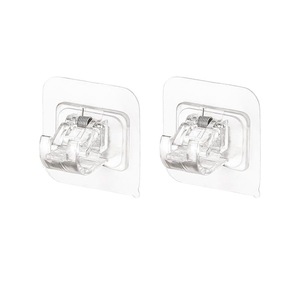 <span class=keywords><strong>Tringle</strong></span> à <span class=keywords><strong>rideau</strong></span> télescopique moderne en plastique avec crochets et pinces, support adhésif sans perçage pour rideaux de porte horizontaux - Product Image 4