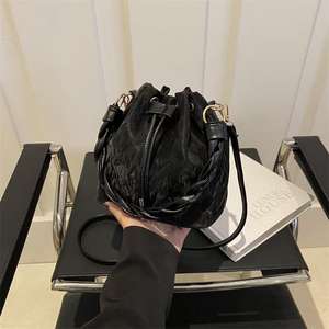 Woven Tote <b>Bag</b> with <b>Drawstring</b> Closure and Dip Dye Color for Women - Product Image 1