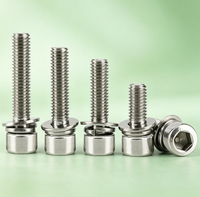 201 Stainless Steel Hex Socket Cap Head Combination Screws, with Flat & Spring Washers, Machine Bolts for Fastening Repair