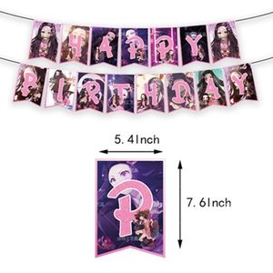 Articles de fête Thème Demon Slayer : Ballons, Bannière d'anniversaire pour fille, Ensemble de décorations de gâteau Anime, Articles de fête pour spectacle de cosplay Nezuko - Product Image 2