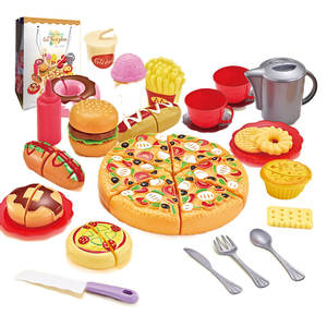 Ensemble éducatif 31 pièces coupe restauration rapide semblant jouer cuisine cuisine jouets pour enfants filles jouer maison femme au foyer Hamburger français - Product Image 1