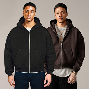 Unisex Essentials de alta calidad Sudadera con capucha de lana Streetwear Cropped Boxy Hoodie 360G Heavyweight <span class=keywords><strong>Zip</strong></span> up Hoodie - Product Image 5