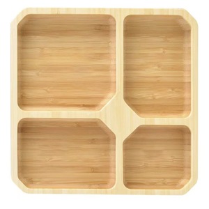 Plateau de service en bois, couleur bois naturel, 4 compartiments, pour la préparation des repas et l'usage domestique - Product Image 4