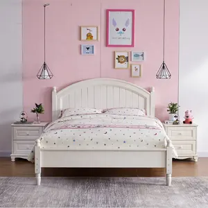 Camas individuales para niños, cama de madera maciza, conjunto de dormitorio blanco para adolescentes, muebles modernos simples, juego de camas para niños y niñas