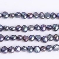 Perles de culture d'eau douce noires baroques de qualité AAAA, plaquées, 6-7 mm, à deux côtés, trou latéral, perles naturelles en vrac, troisième qualité