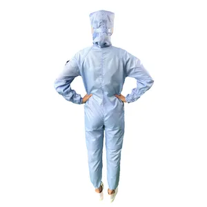 Suzhou Blue Polyester Cleanroom Jumpsuit Anti Statische Kledingstukken Pluizende Super Esd Veilig Kleding