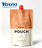 Pochettes à bec verseur personnalisées en gros avec bouchon réutilisable, sacs d'emballage en plastique écologiques de 500 ml pour jus, sauces et boissons