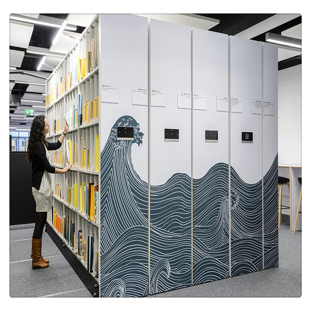 High Strength Mobile Shelving System Library Furniture Compact Dense Frame Library Shelving Mobile File Rack