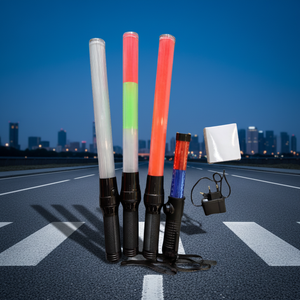 交通整理用セキュリティ交通警棒、点滅式高反射赤色LED警棒 - Product Image 2