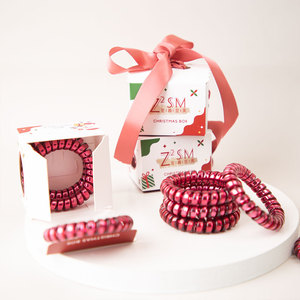 Z2SM Telephone Cord Hair Ties Christmas Red <b>Large</b> High Elastic Hair Accessories <b>Gift</b> <b>Box</b> Set - Product Image 5