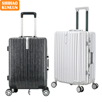 Dong Guan Bagages PC + ABS Aluminium Frame Zipperless Checked Bagages Hard Shell Valise avec TSA Lock Double Spinner Wheels
