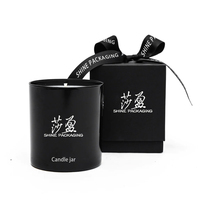 Logo personnalisé luxe 300ml 10oz conteneur noir épais vide mat bocaux de bougie en verre avec couvercles et boîte