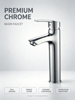 Robinet de lavabo haut NES-CA9106 pour eau chaude et froide, robinet de lavabo surélevé pour salle de bain, robinet de lavabo à poser allongé