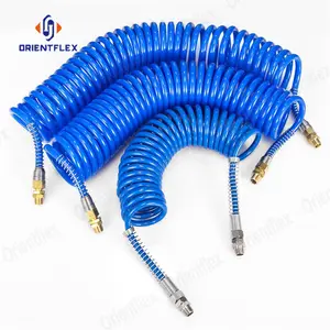 plastic pink spiral air line hose pu coiled air brake hose pipe for truck and trailer