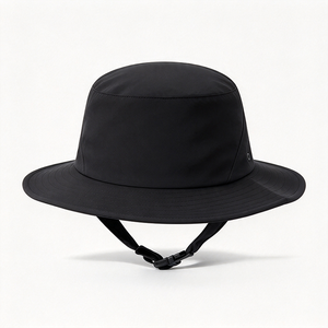 Sombrero de Surf de Nailon Negro UPF50+, Resistente al Agua, de Secado Rápido, con Ala Ancha, Gorra para Deportes Acuáticos con Correa para la Barbilla para la Playa - Product Image 5