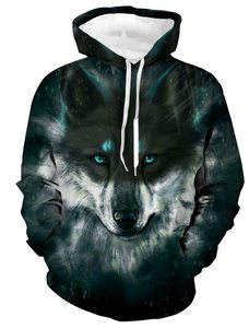 Fitspi uomo Unisex felpa con cappuccio felpa con cappuccio felpa con cappuccio a blocchi di colore animale con stampa lupo sport quotidiano stampa 3d Casual - Product Image 4