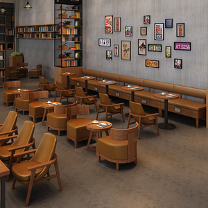 Ensemble de meubles en bois personnalisés pour cafés, restaurants, écoles : tables, chaises, banquettes en bois pour bars, espaces de loisirs et de négociation, Restaurant A - Product Image 3