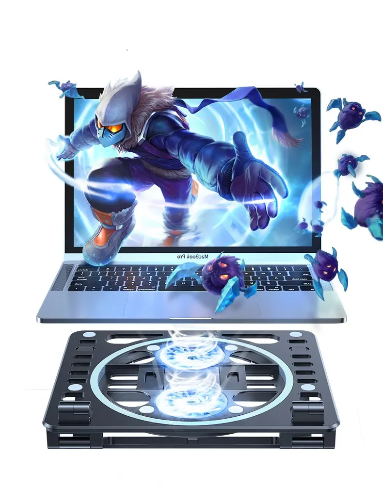 Ice coorel factory directly sell anti-slip laptop stand usb cooler pad double fan gaming notebook cooling
